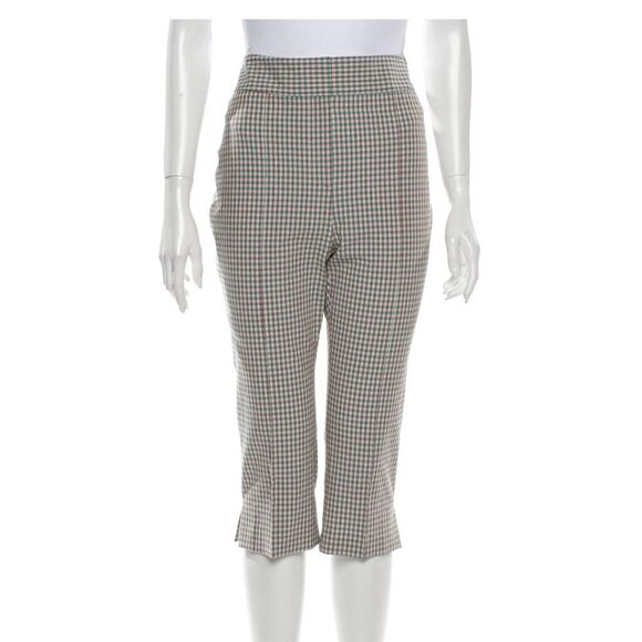 Veronica Beard Dhara Cropped Check Gingham Seersucker Pants - Picture 1 of 7